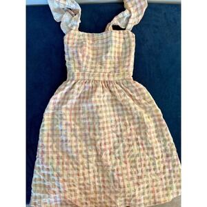 Lili Sidonio Womens Colorful Pastel Plaid Ruffle Sleeve Dress Medium